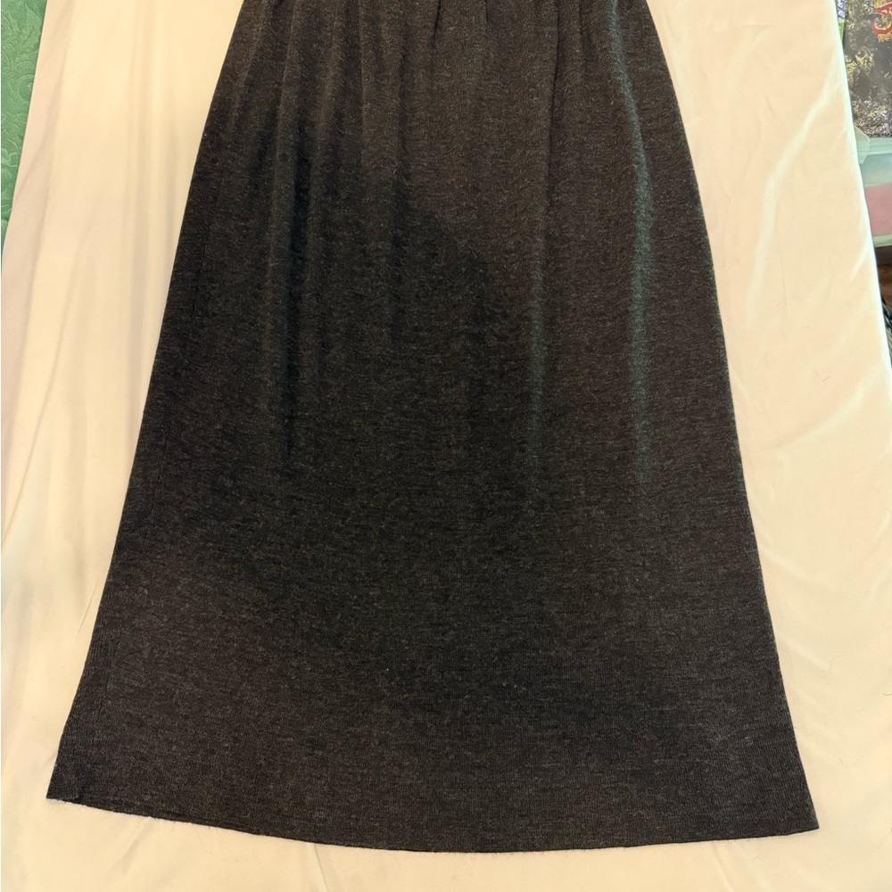 Liz‎ Claiborne Charcoal Maxi Skirt grey wool blend